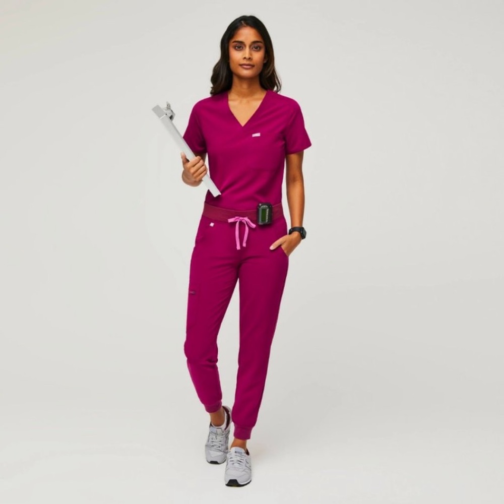 Brand New XS Figs Dark Magenta Catarina Rop & Zamora Jogger Scrub Pants